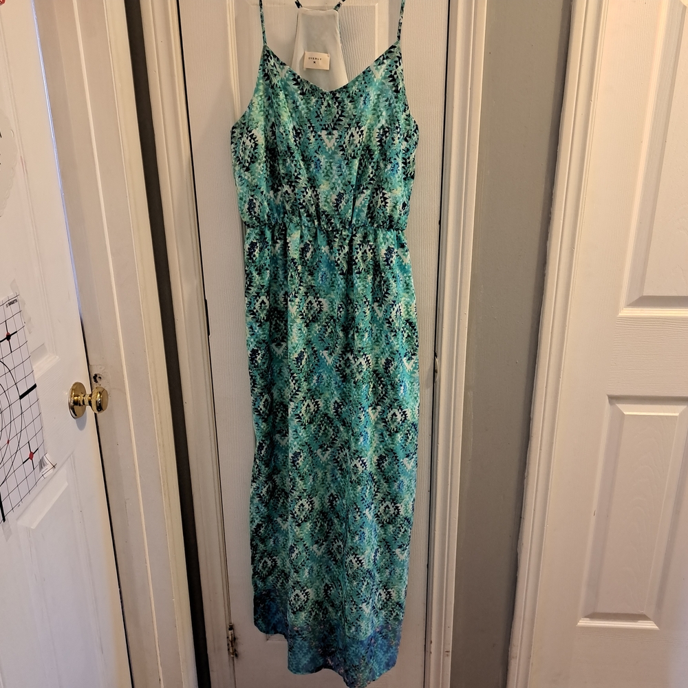Everly Teal & Aqua Patterned Maxi Dress